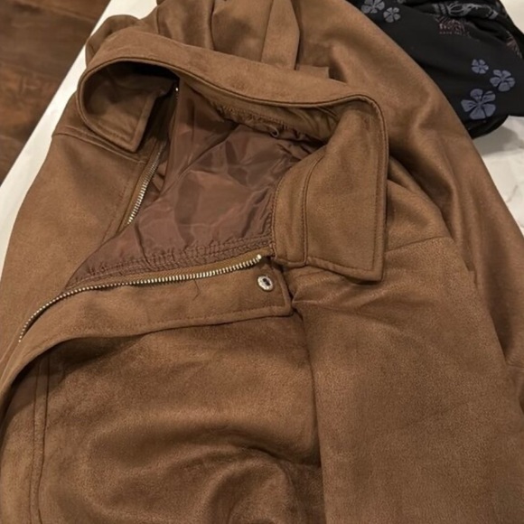 TEMU WOMENS VINTAGE BOMBER JACKET, SIZE SMALL, BROWN - Picture 7 of 14